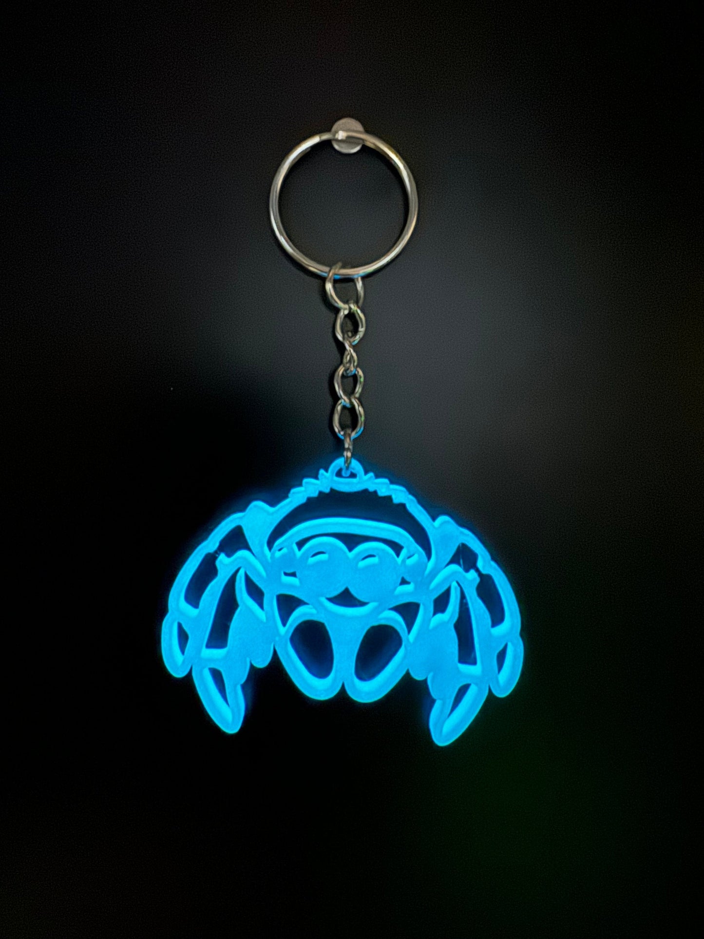 Glow Blue Jumping Spider Keychain