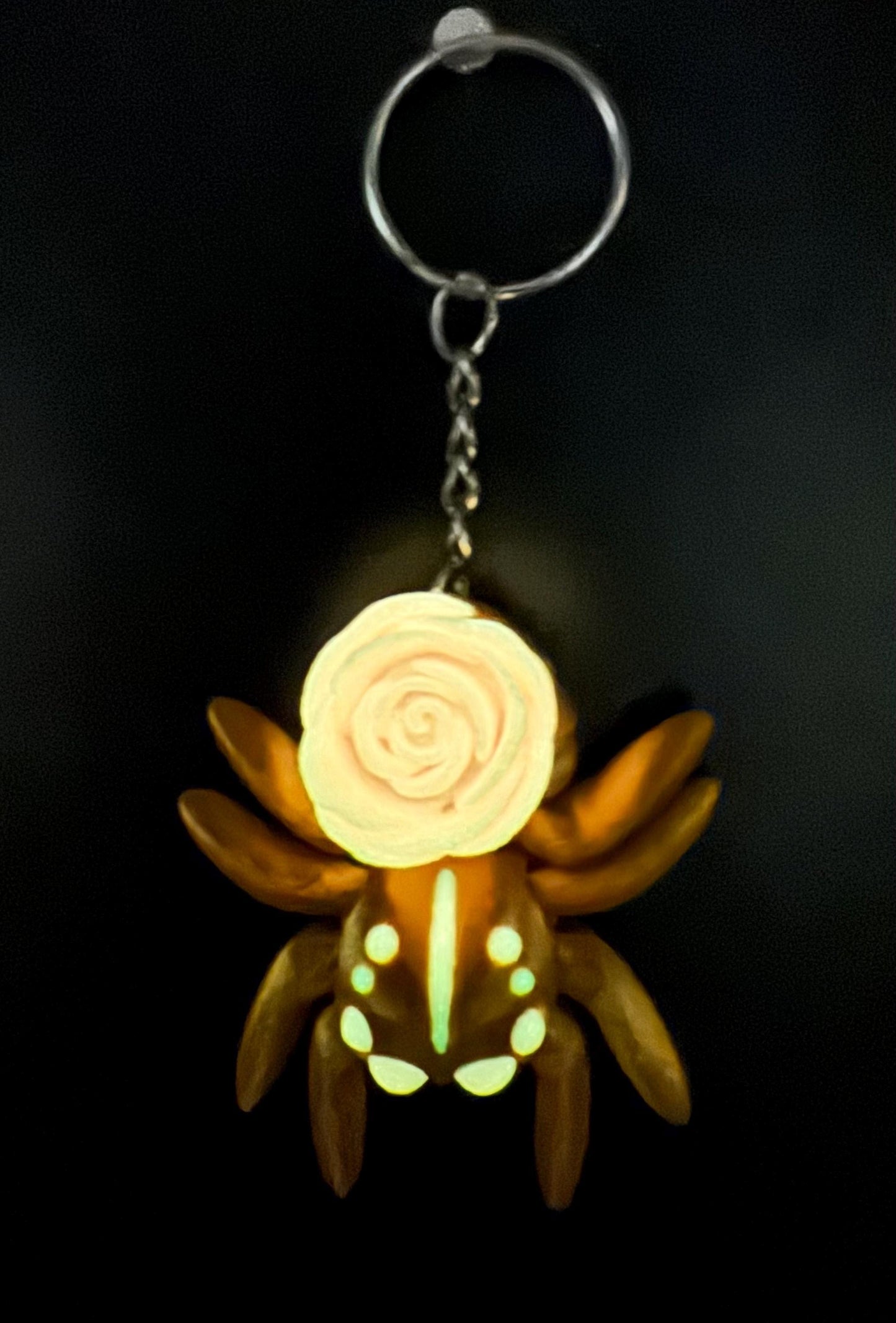 Glow Rose jumping spider keychain