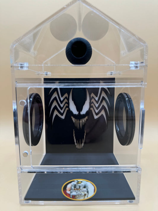 Decorated “Venom” jumping spider Enclosure 5x5x8”