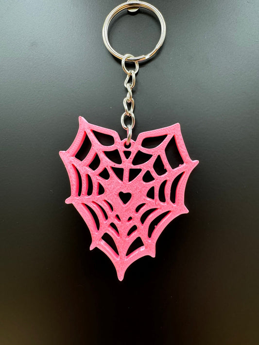 Pink Heart Web Keychain