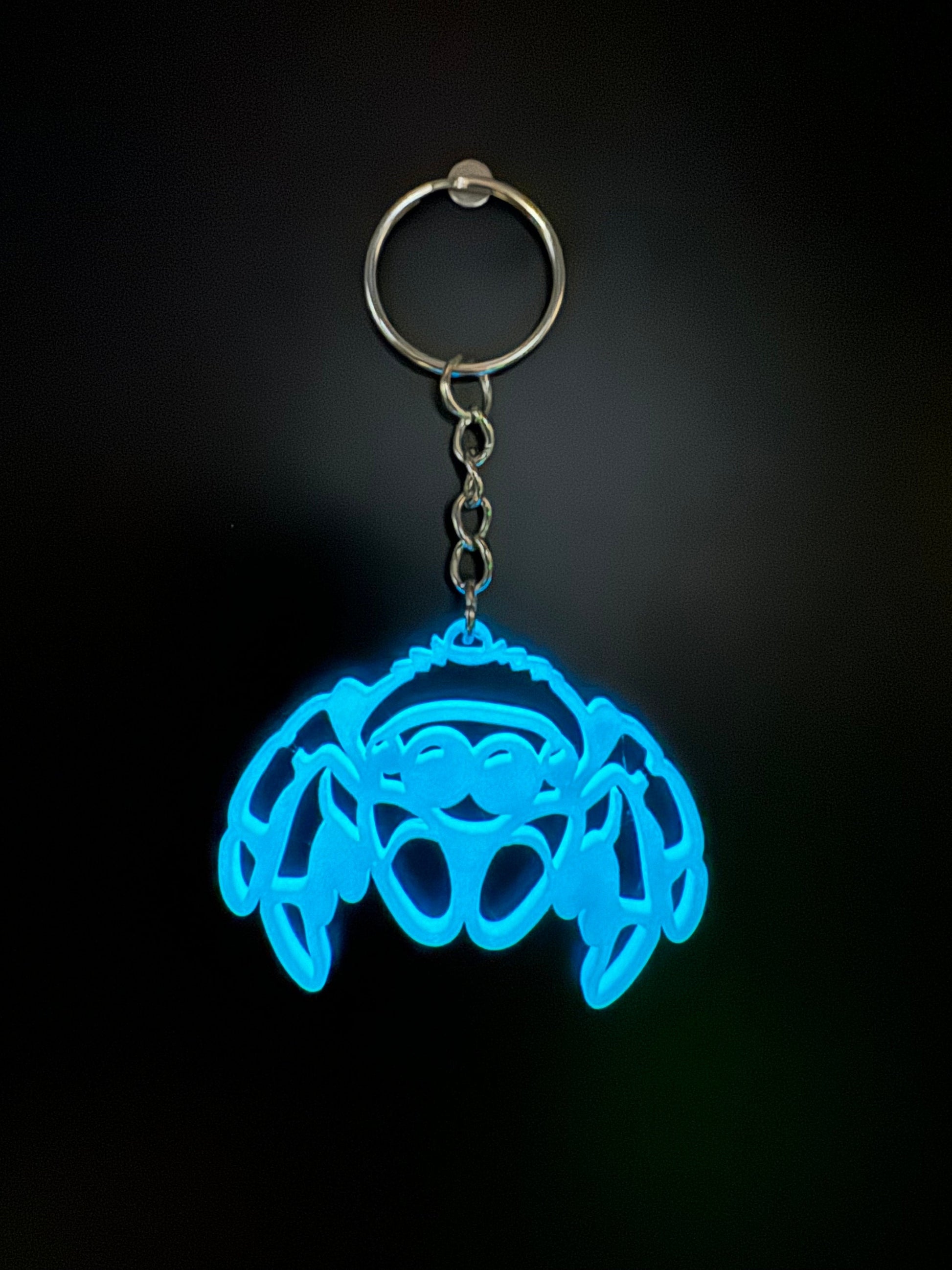 Glow Blue Jumping Spider Keychain