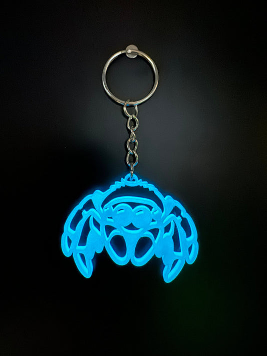 Glow Blue Jumping Spider Keychain