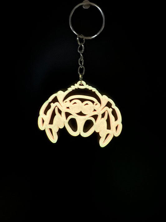Glow Pink Jumping Spider Keychain