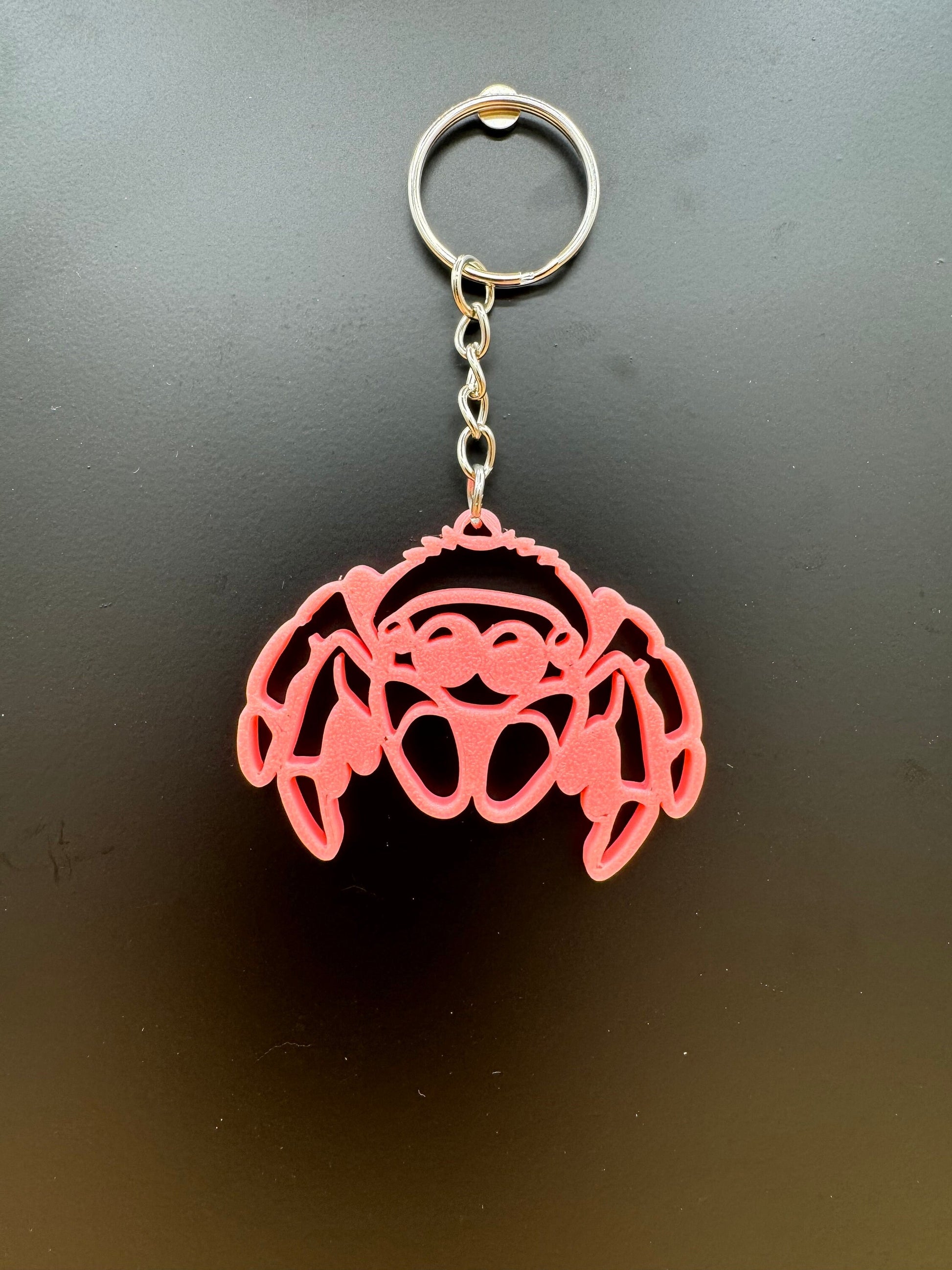 Glow Pink Jumping Spider Keychain