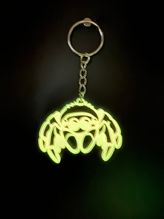 Glow Orange Jumping Spider Keychain