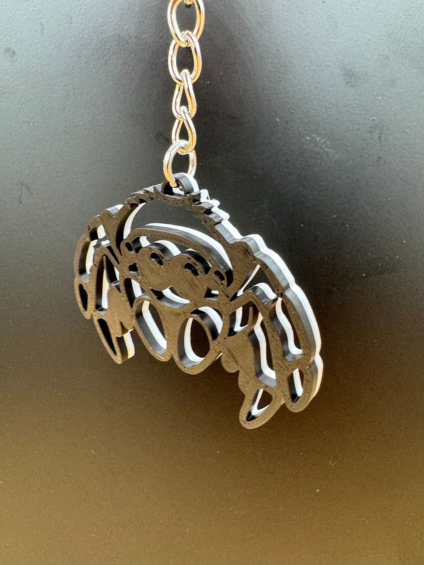 Black/White “switch” double sided Jumping Spider Keychain