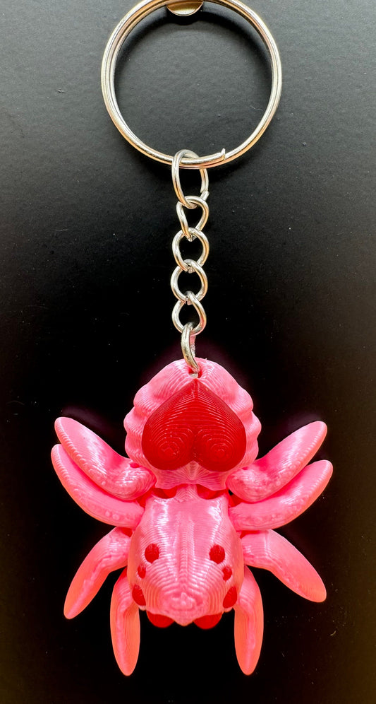 Heart jumping spider keychain