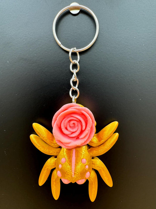 Glow Rose jumping spider keychain