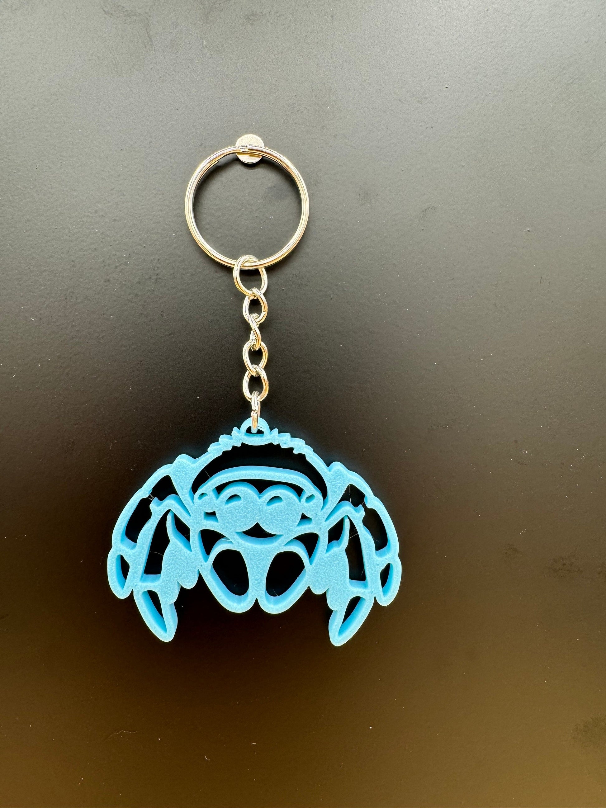 Glow Blue Jumping Spider Keychain