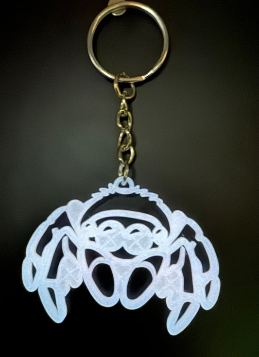 Glow White Jumping Spider Keychain