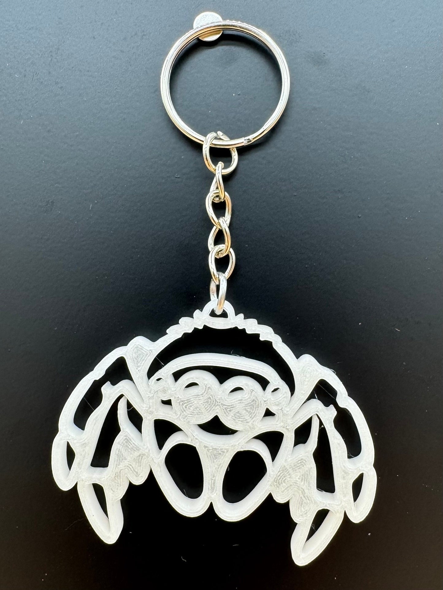 Glow White Jumping Spider Keychain