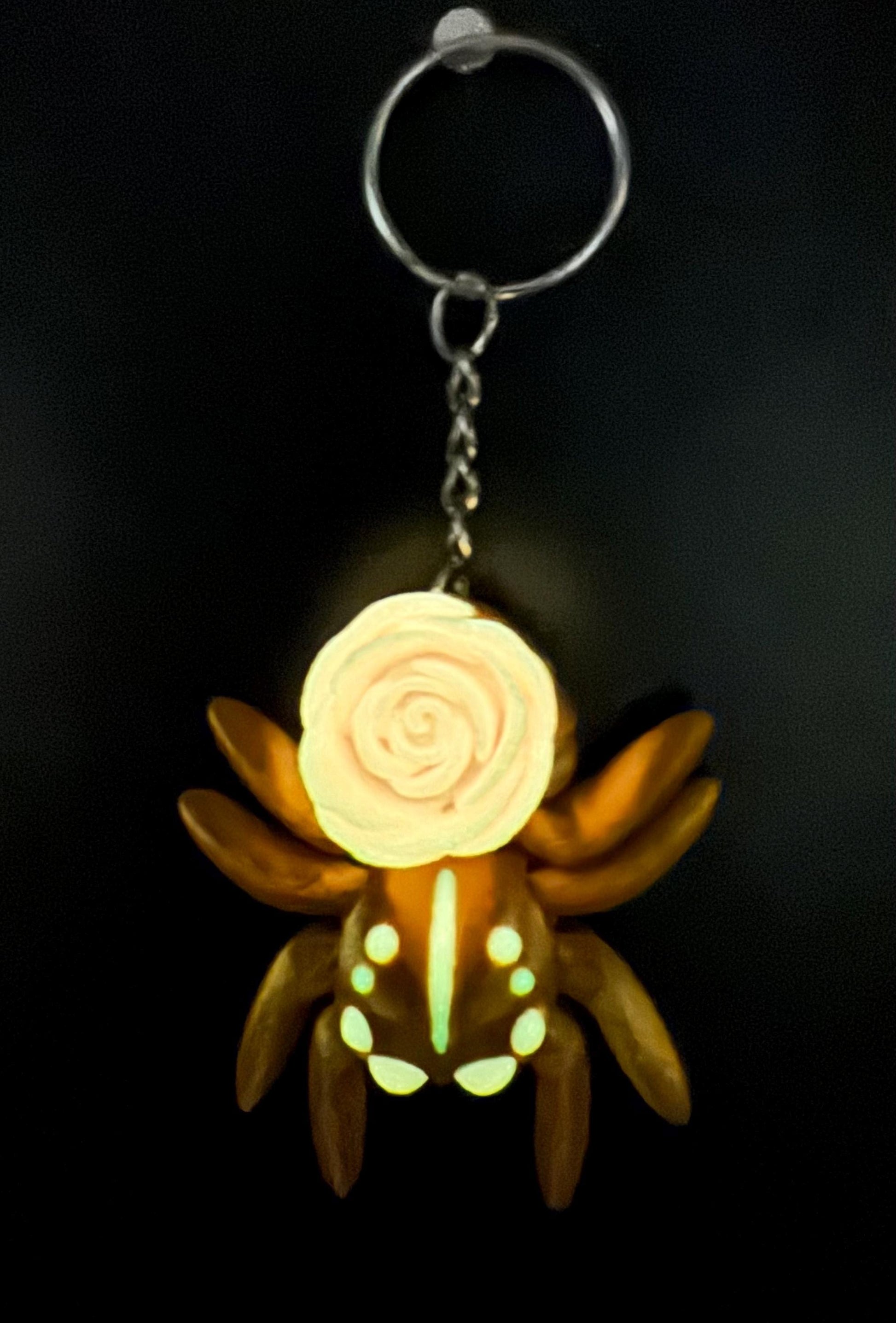 Glow Rose jumping spider keychain