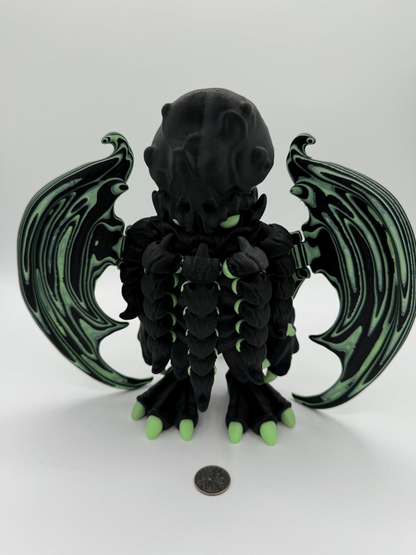 Large Glow-in-the-dark, 3D printed Articulating “Cthulhu” Toy