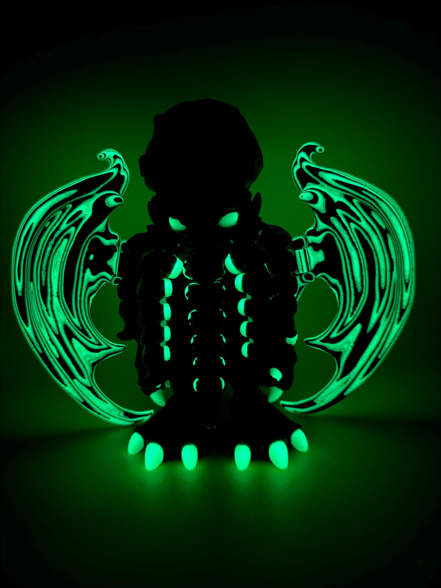 Large Glow-in-the-dark, 3D printed Articulating “Cthulhu” Toy