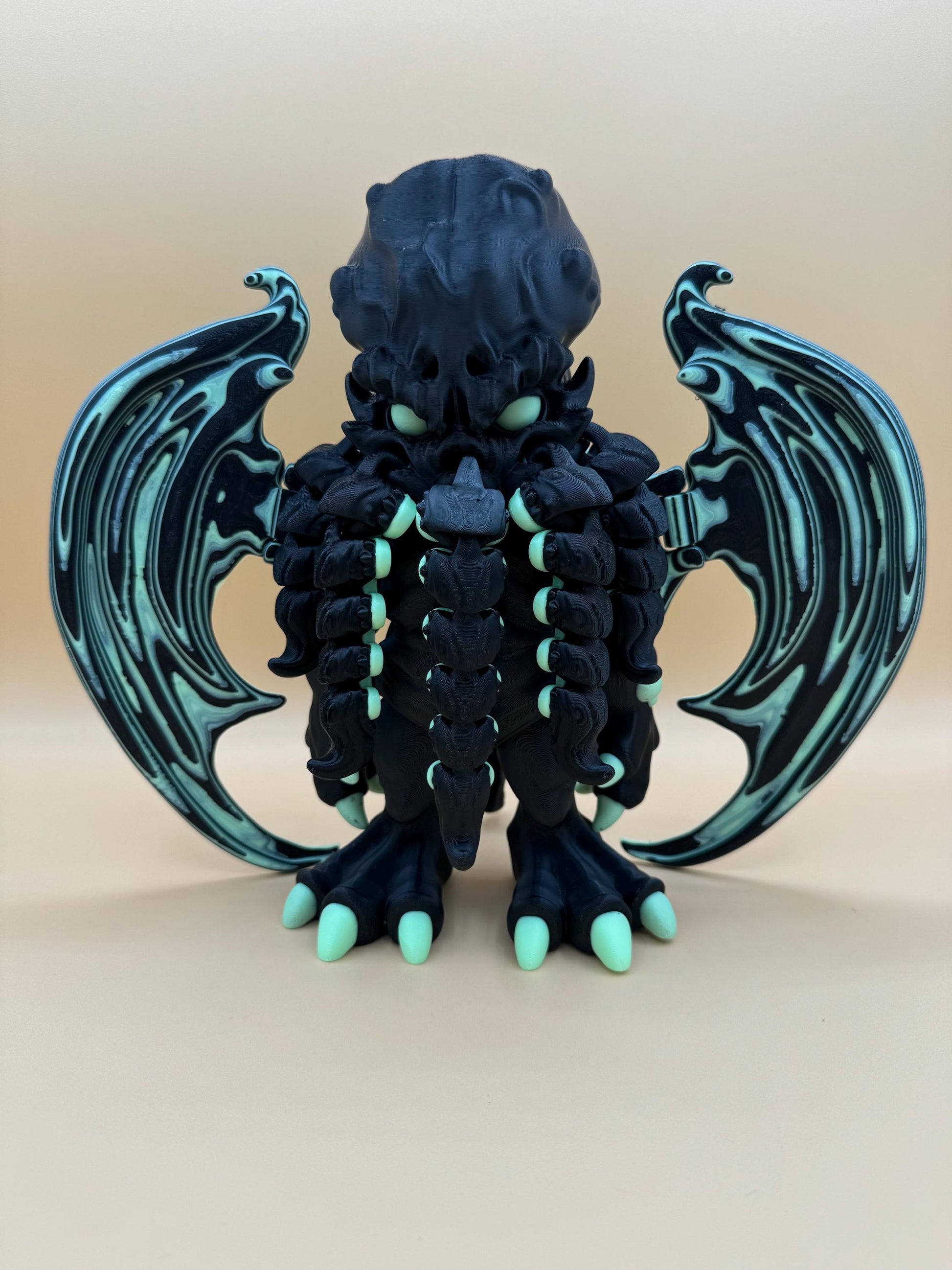 Large Glow-in-the-dark, 3D printed Articulating “Cthulhu” Toy