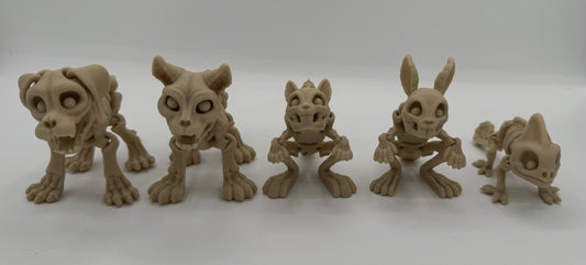 Articulating 3-D printed fidget bone animals