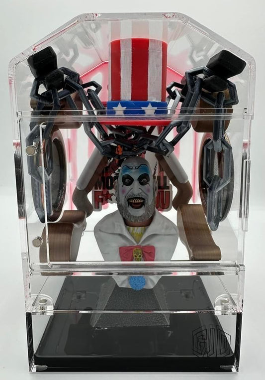 5x5x8” “Captain Spaulding” decorated Spood Barn style jumping spider enclosure